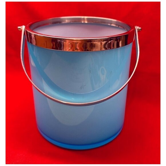 Blue MINI Ice Bucket Plastic w/ Chrome Metal Trim & Handle by Wild Eye Designs - Picture 2 of 5